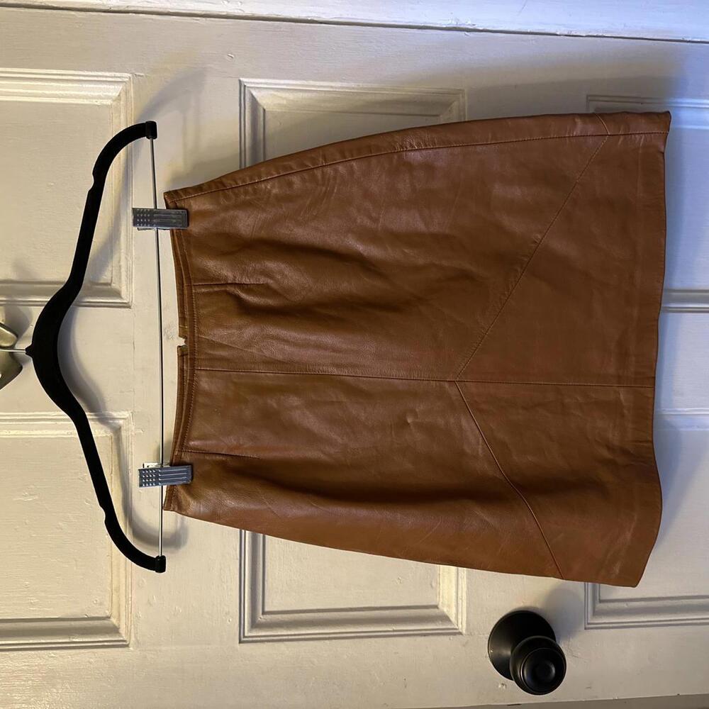 Brown Leather Skirt - Small